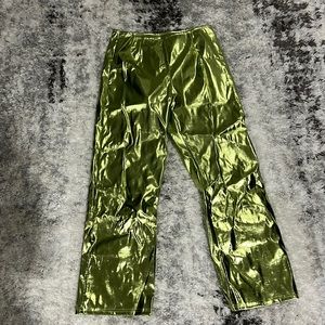 Green Metallic Pants